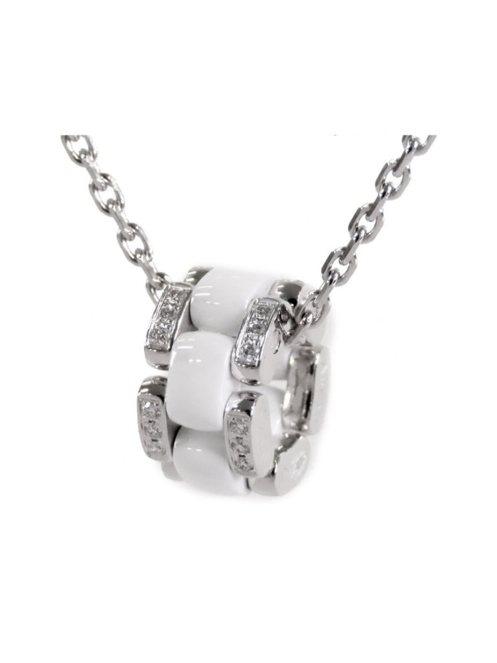 Chanel Ultra Collection Pendant White Gold 18K Ceramic Diamond Necklace
